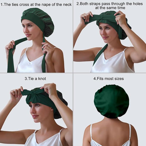 22 Momme Silk Sleep Cap with Ice Silk Band (T)